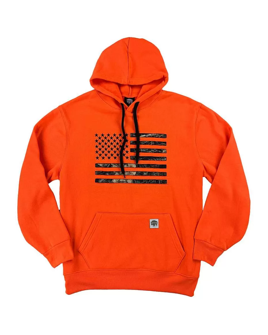 Online ® Workwear American Flag Hooded Sweatshirt-Orange/Camo Men Hoodies & Sweatshirts For Men