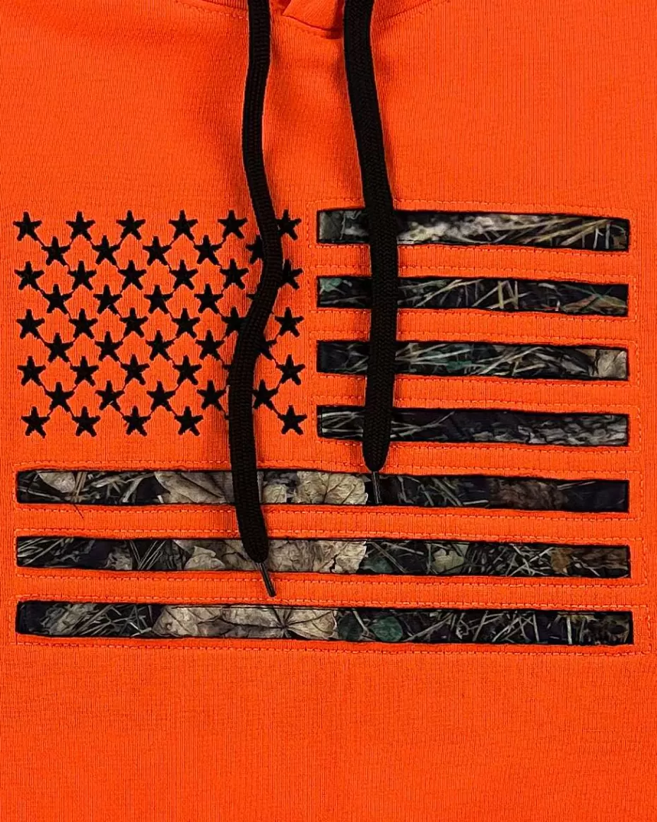 Online ® Workwear American Flag Hooded Sweatshirt-Orange/Camo Men Hoodies & Sweatshirts For Men