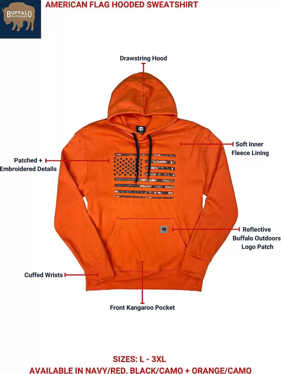 Online ® Workwear American Flag Hooded Sweatshirt-Orange/Camo Men Hoodies & Sweatshirts For Men