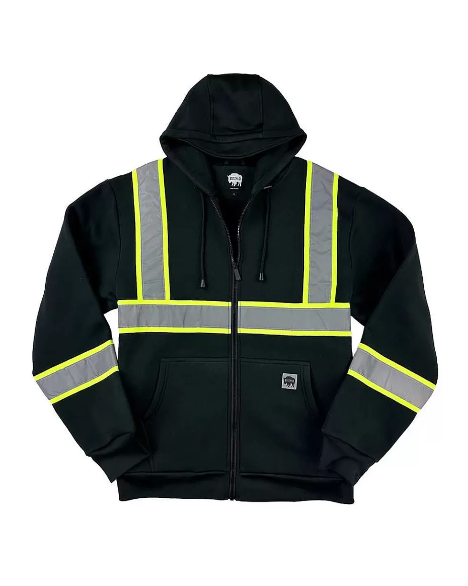 Discount ® Workwear Black Safety Reflective Hooded Sweatshirt Men Hoodies & Sweatshirts For Men