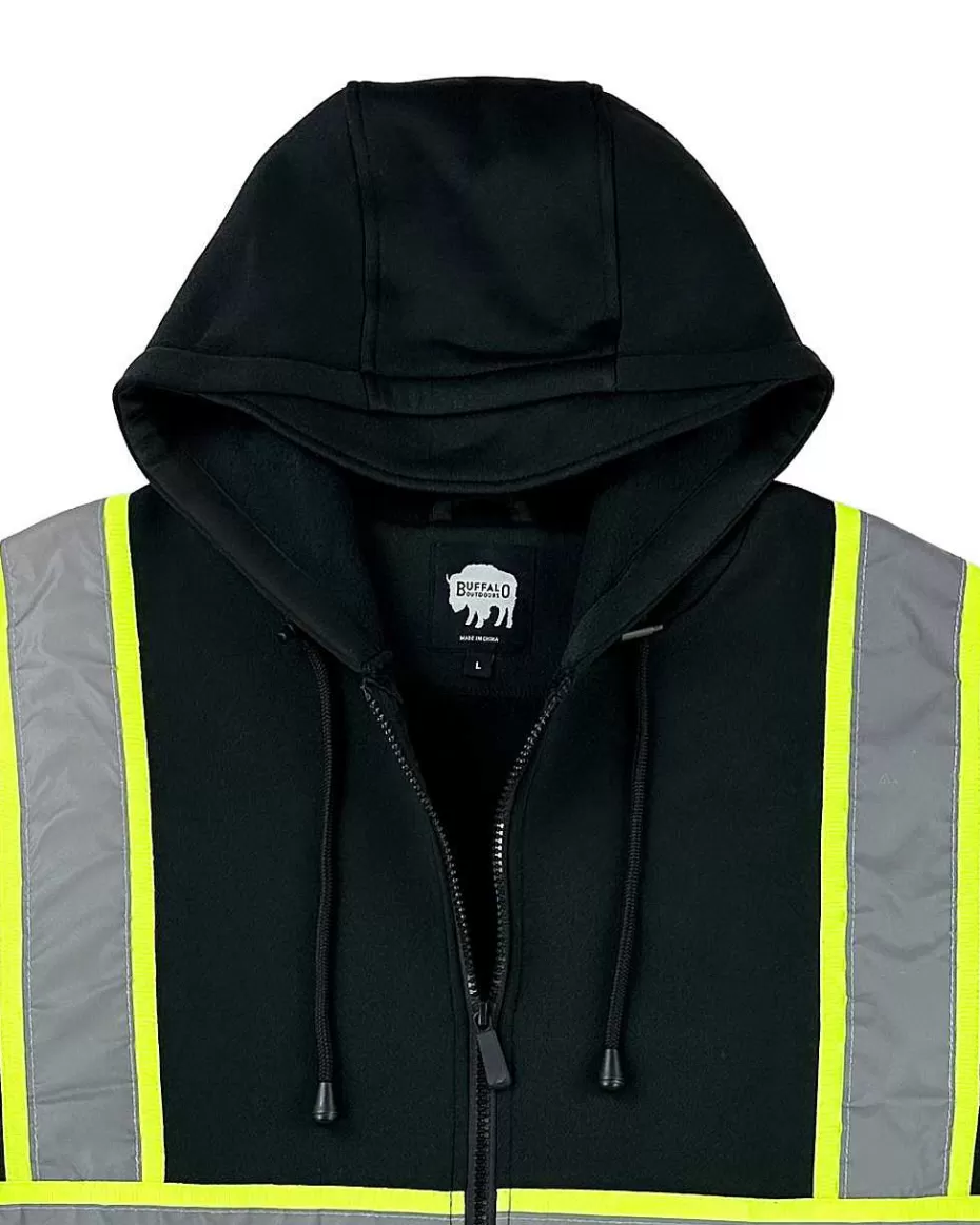 Discount ® Workwear Black Safety Reflective Hooded Sweatshirt Men Hoodies & Sweatshirts For Men