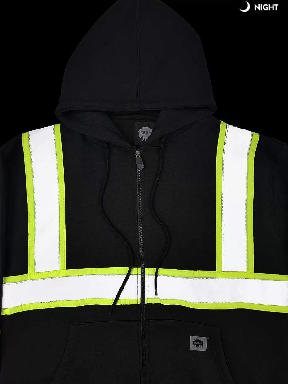 Discount ® Workwear Black Safety Reflective Hooded Sweatshirt Men Hoodies & Sweatshirts For Men