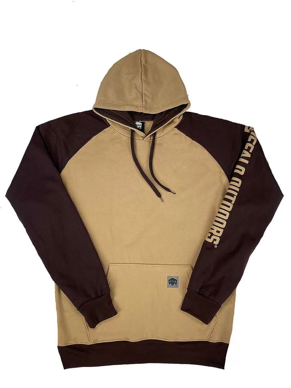 Clearance ® Workwear Brown/Tan Raglan Hooded Sweatshirt With Sleeve Logo Men Hoodies & Sweatshirts For Men