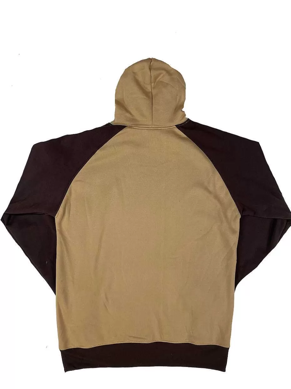 Clearance ® Workwear Brown/Tan Raglan Hooded Sweatshirt With Sleeve Logo Men Hoodies & Sweatshirts For Men