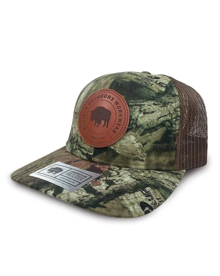 Best ® Workwear Circle Patch Trucker Hat- Camo/Brown Accessories Trucker Hats
