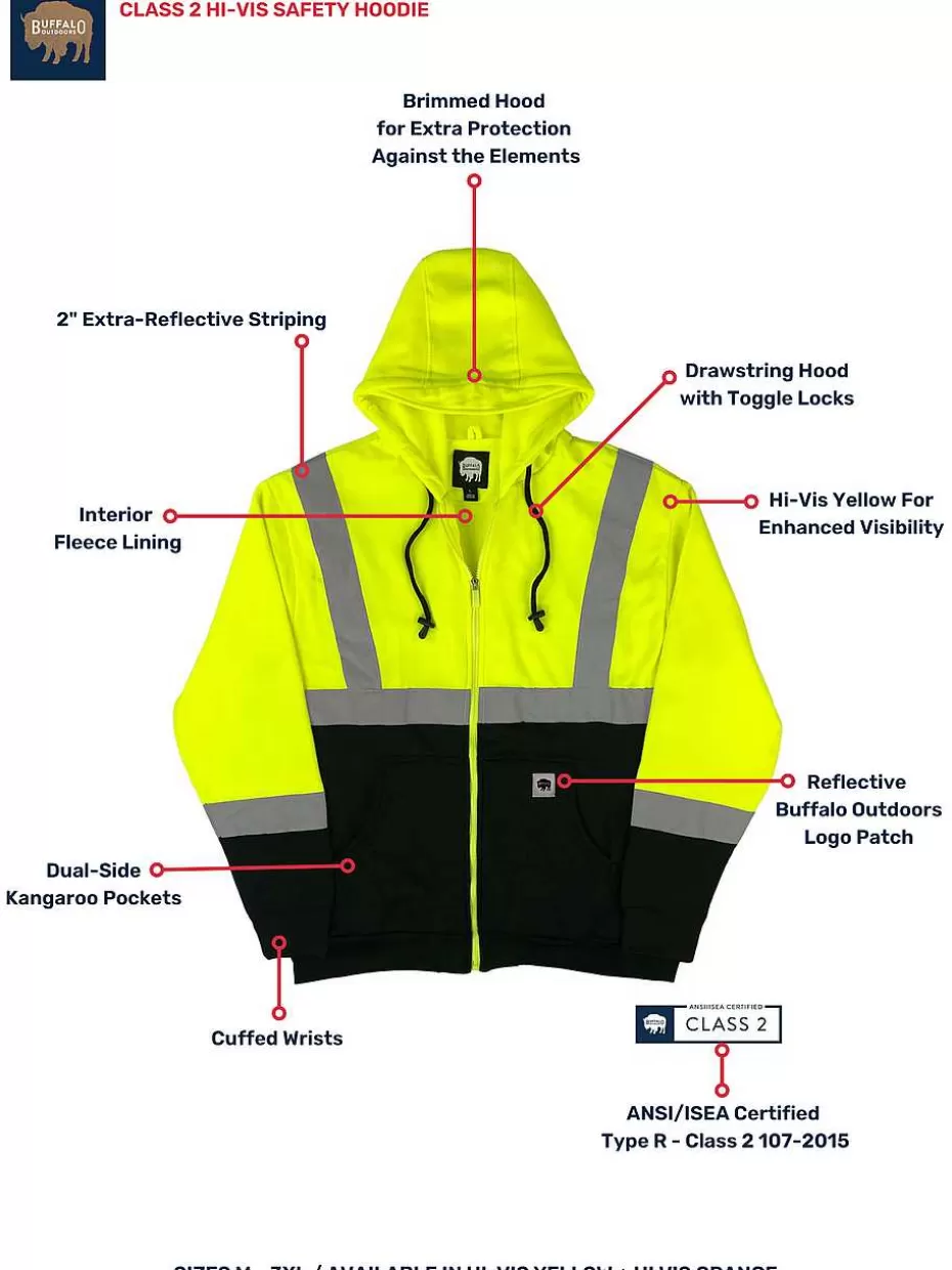 Store ® Workwear Class 2 Hi Vis Reflective Safety Hoodie-Yellow Men Hoodies & Sweatshirts For Men