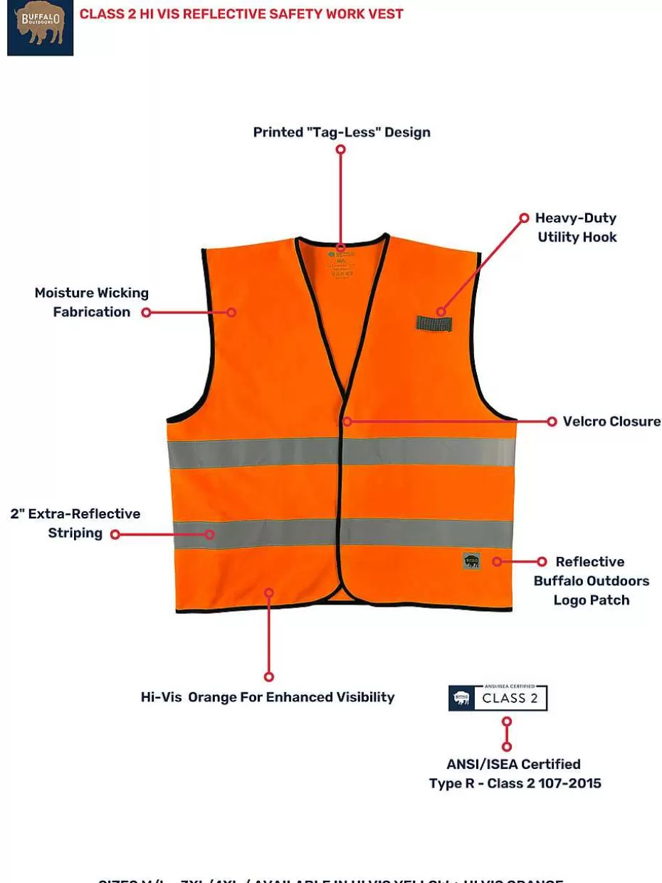 Cheap ® Workwear Class 2 Hi Vis Reflective Safety Work Vest-Orange Men Vests