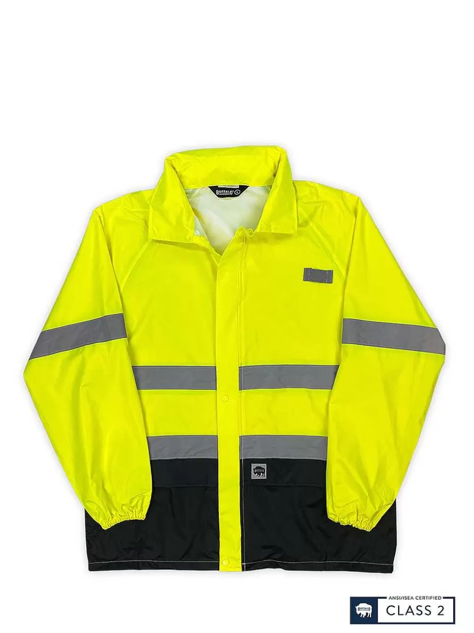 Clearance ® Workwear Class 2 Hi Vis Safety Hooded Rain Shell Men Men's Jackets