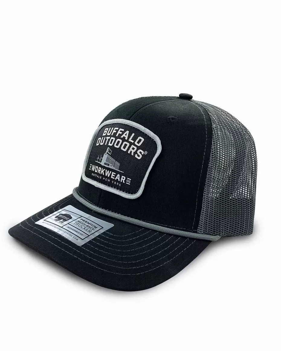 Clearance ® Workwear Grain Elevator Patch Trucker Hat-Black/Grey Accessories Trucker Hats