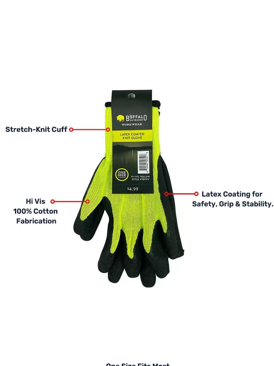 Fashion ® Workwear Hi Vis Latex Coated Knit Gloves Accessories Gloves