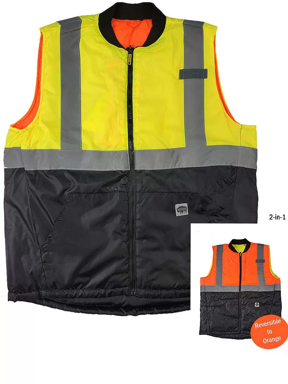 Fashion ® Workwear Hi-Vis 2-In-1 Reversible Safety Vest Men Vests
