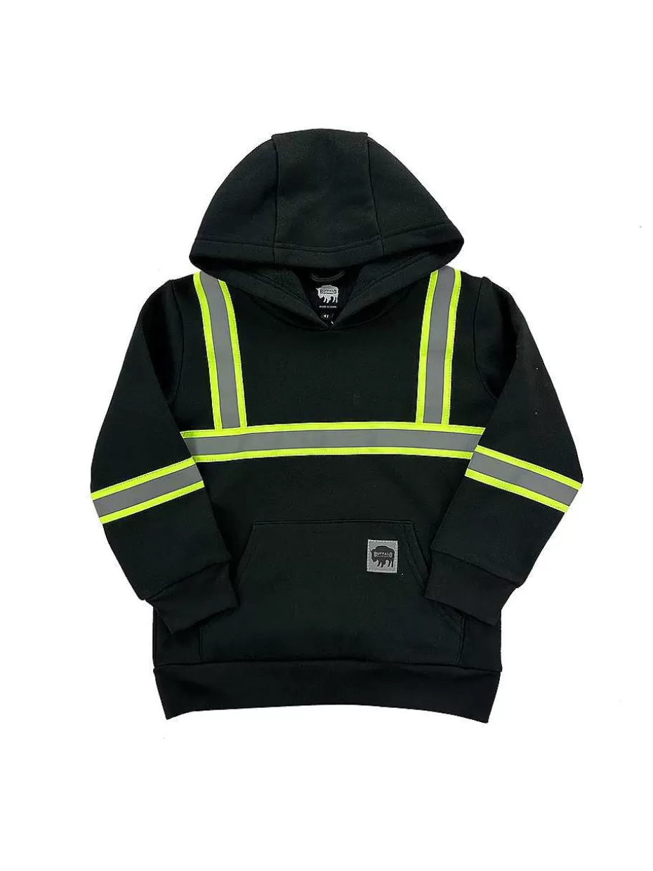 Outlet ® Workwear Kid's Black Reflective Safety Hoodie Kids Hoodies