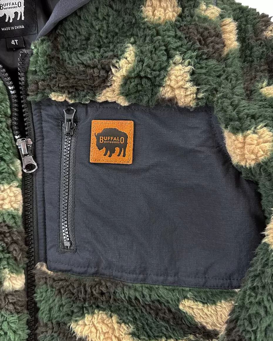 Shop ® Workwear Kid's Full-Zip Pocket Sherpa-Green Camo Kids Hoodies