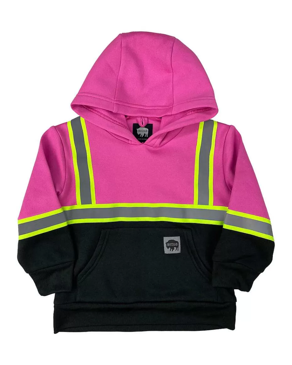 Flash Sale ® Workwear Kid's Hi Vis Pink Reflective Safety Hoodie Kids Hoodies