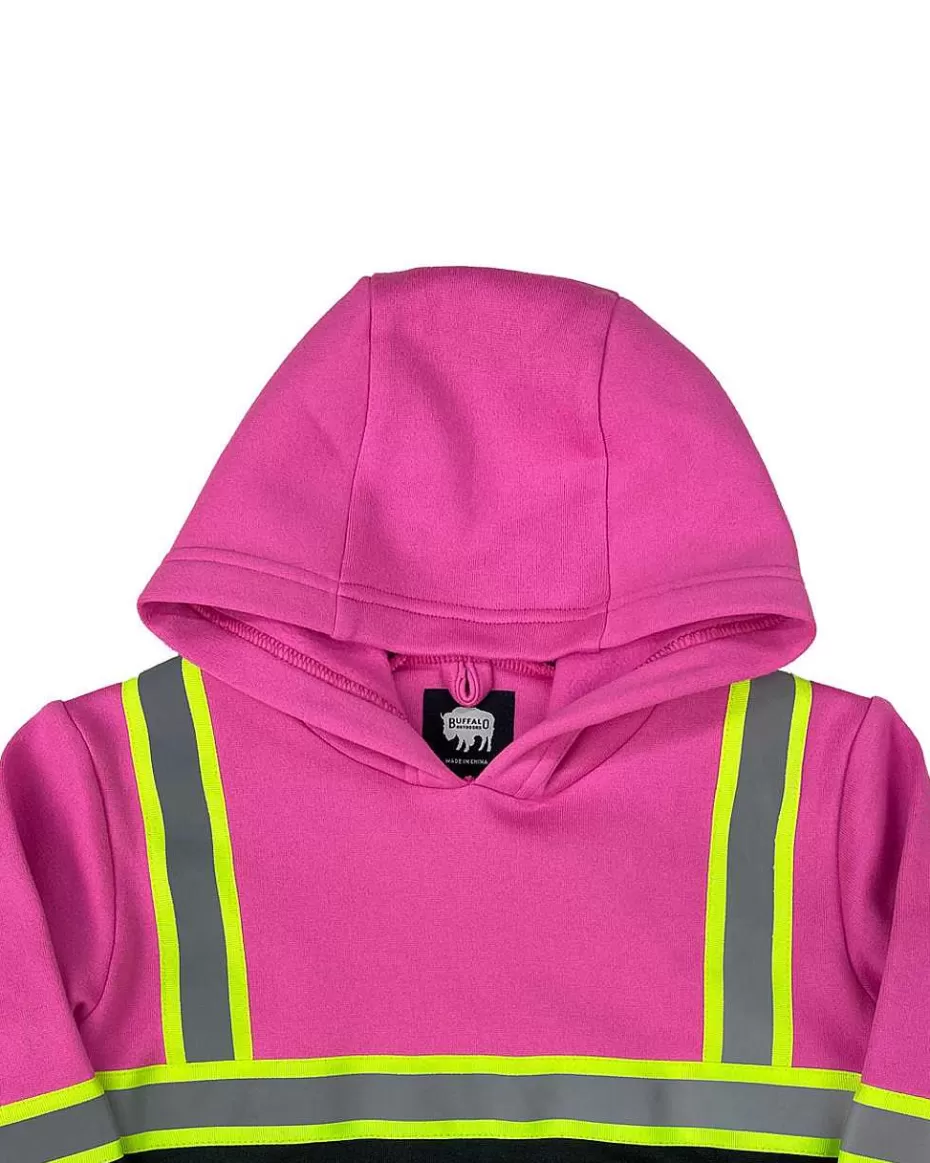 Flash Sale ® Workwear Kid's Hi Vis Pink Reflective Safety Hoodie Kids Hoodies