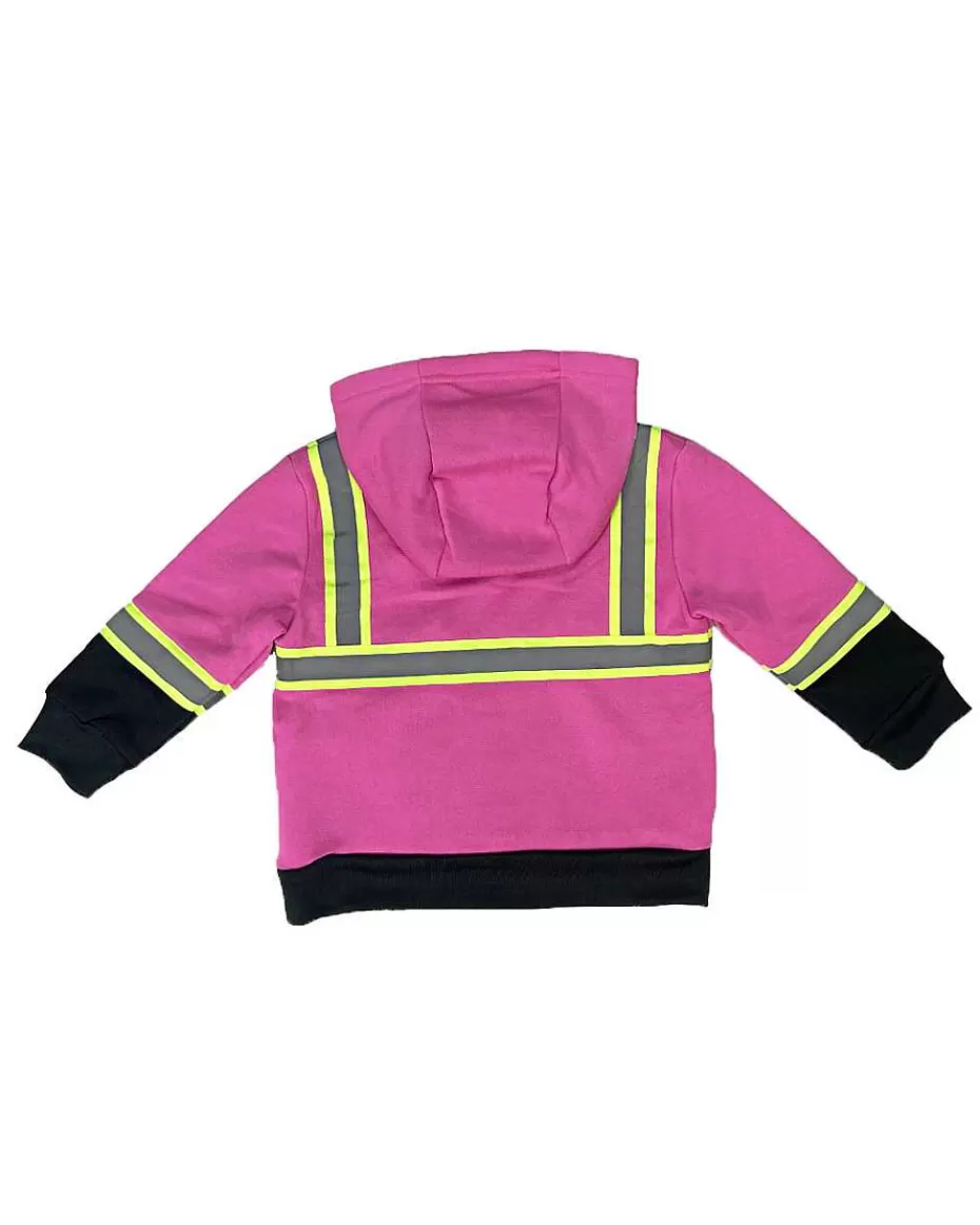Flash Sale ® Workwear Kid's Hi Vis Pink Reflective Safety Hoodie Kids Hoodies