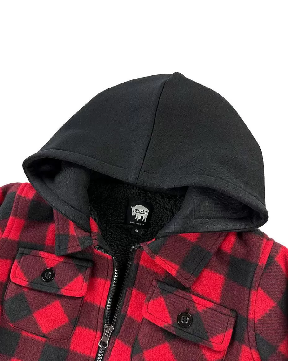 Flash Sale ® Workwear Kid's Sherpa Lined Fleece-Buffalo Plaid Kids Hoodies