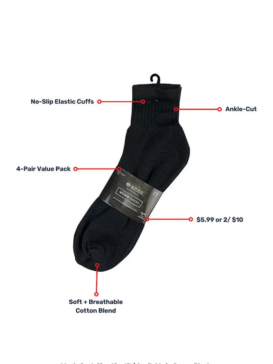 Flash Sale ® Workwear Men's Ankle Work Socks 4-Pack-Black Accessories Socks