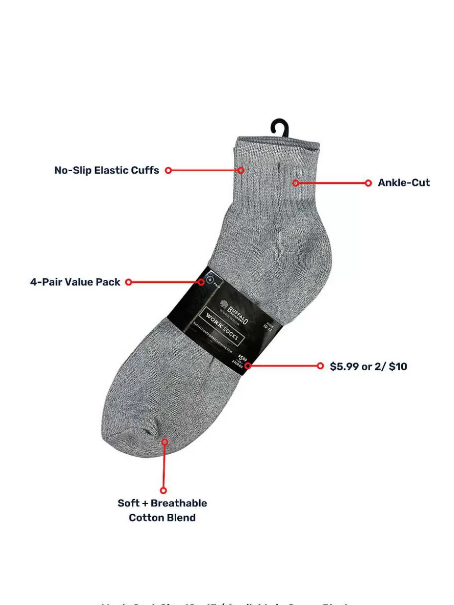 Cheap ® Workwear Men's Ankle Work Socks 4-Pack-Heather Grey Accessories Socks