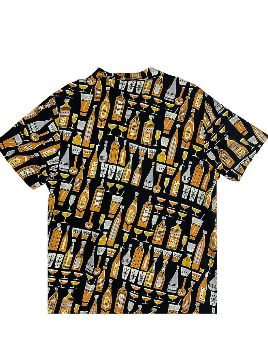 Store ® Workwear Men's Button Down All-Over Print Camp Shirts -Mid-Century Booze Men Button Down Shirts