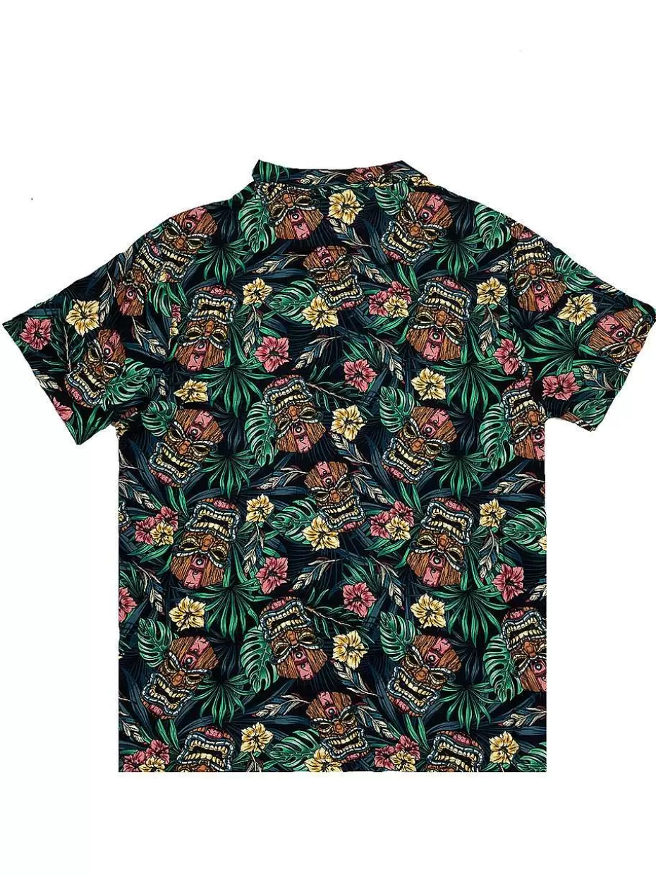 Flash Sale ® Workwear Men's Button Down All-Over Print Camp Shirts -Tiki Time Men Button Down Shirts