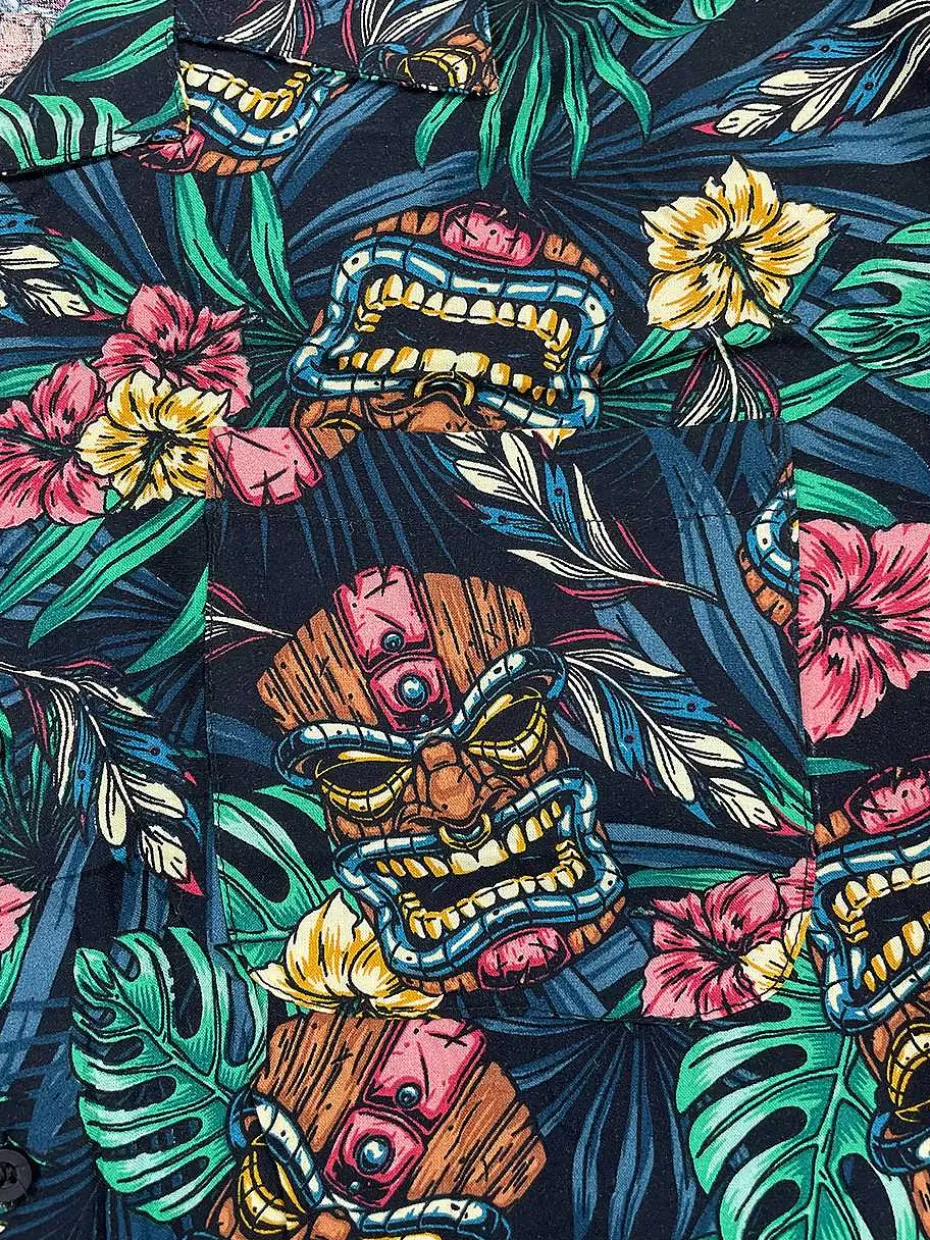 Flash Sale ® Workwear Men's Button Down All-Over Print Camp Shirts -Tiki Time Men Button Down Shirts