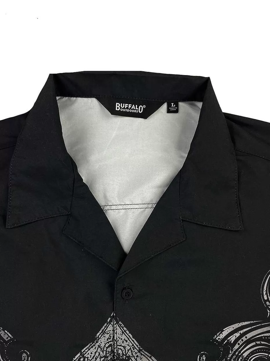 Online ® Workwear Men's Button Down All-Over Print Camp Shirts-Ace Of Spades Men Button Down Shirts
