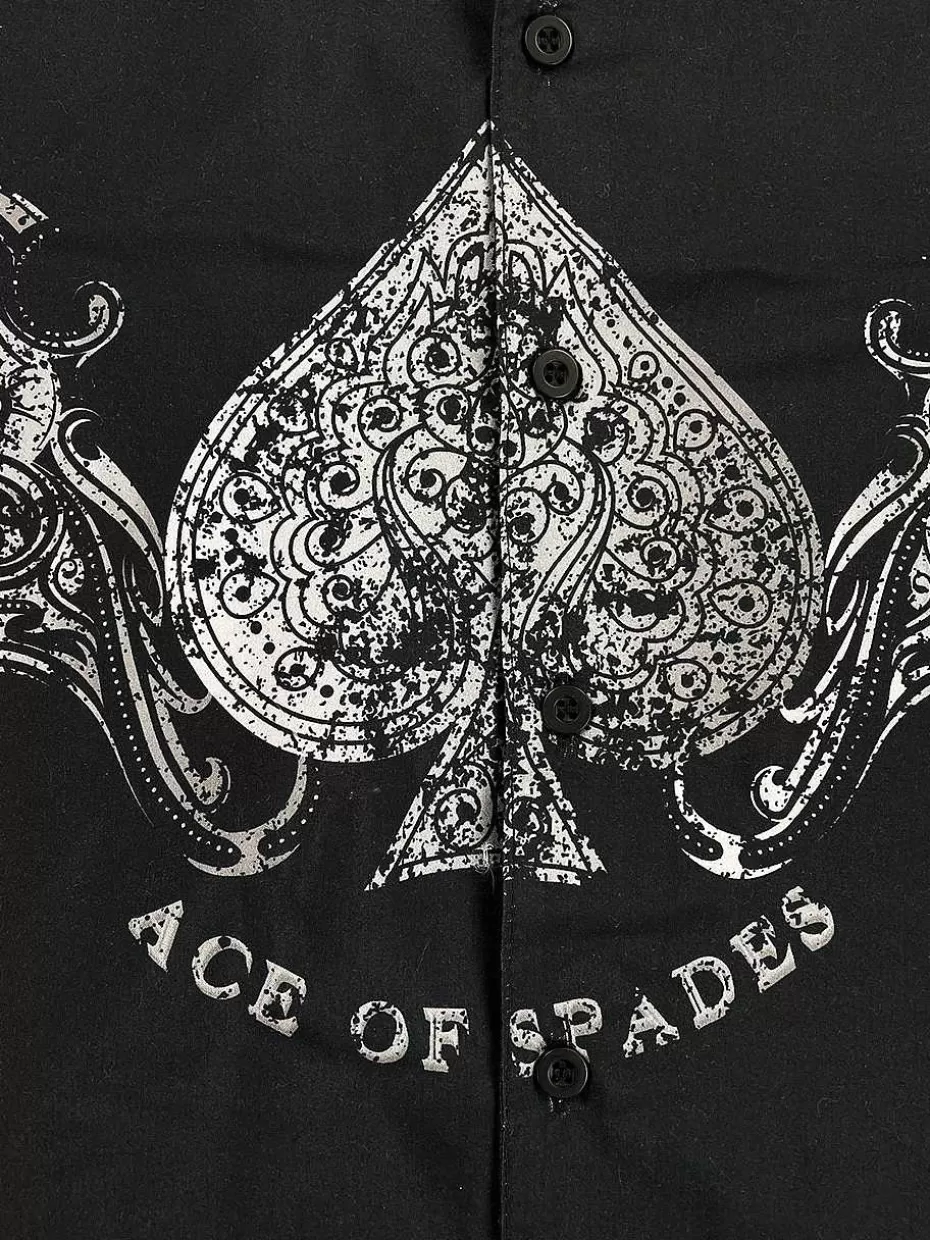Online ® Workwear Men's Button Down All-Over Print Camp Shirts-Ace Of Spades Men Button Down Shirts