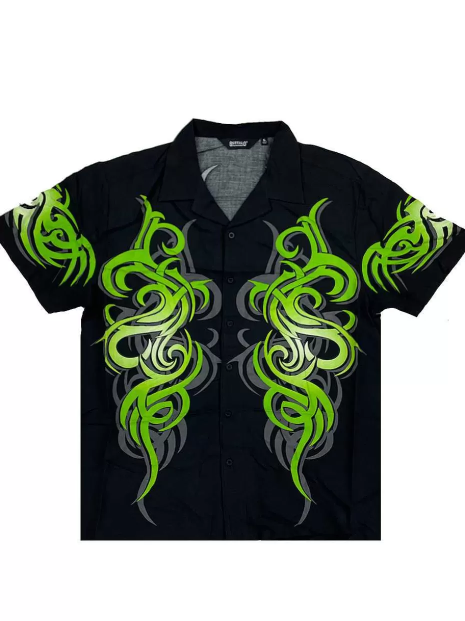 Store ® Workwear Men's Button Down All-Over Print Camp Shirts-Electric Tribal Men Button Down Shirts