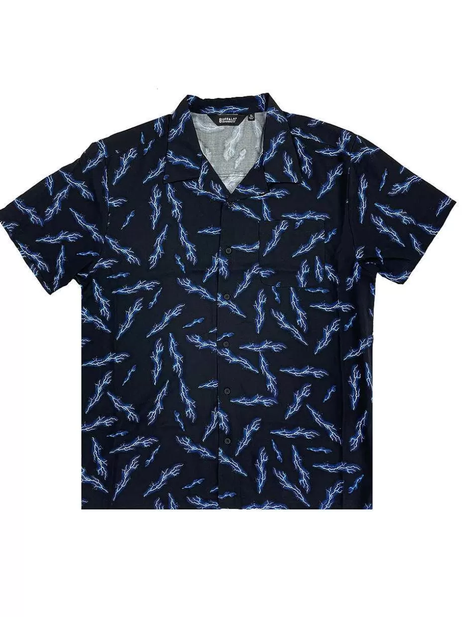 Discount ® Workwear Men's Button Down All-Over Print Camp Shirts-Lightning Strike Men Button Down Shirts