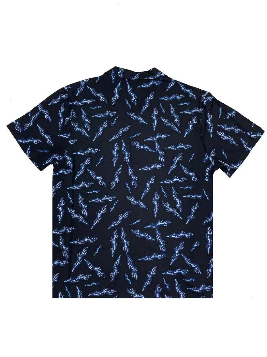 Discount ® Workwear Men's Button Down All-Over Print Camp Shirts-Lightning Strike Men Button Down Shirts