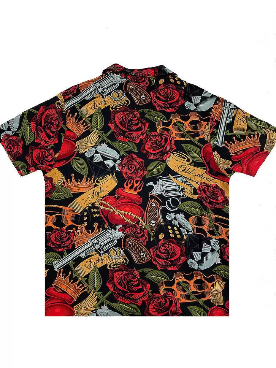 Shop ® Workwear Men's Button Down All-Over Print Camp Shirts-Neotraditional Men Button Down Shirts