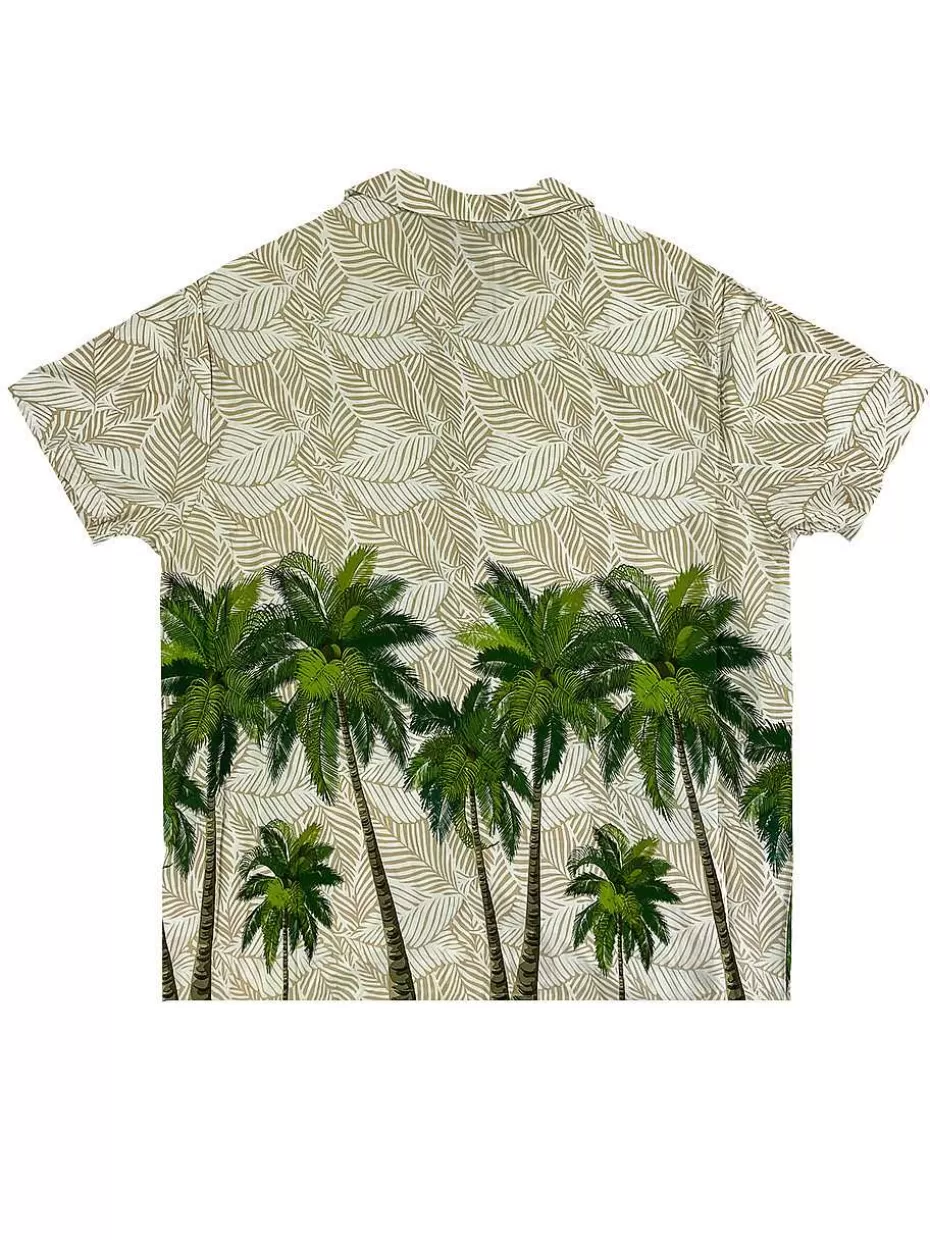 Online ® Workwear Men's Button Down All-Over Print Camp Shirts-Palm Trees Men Button Down Shirts