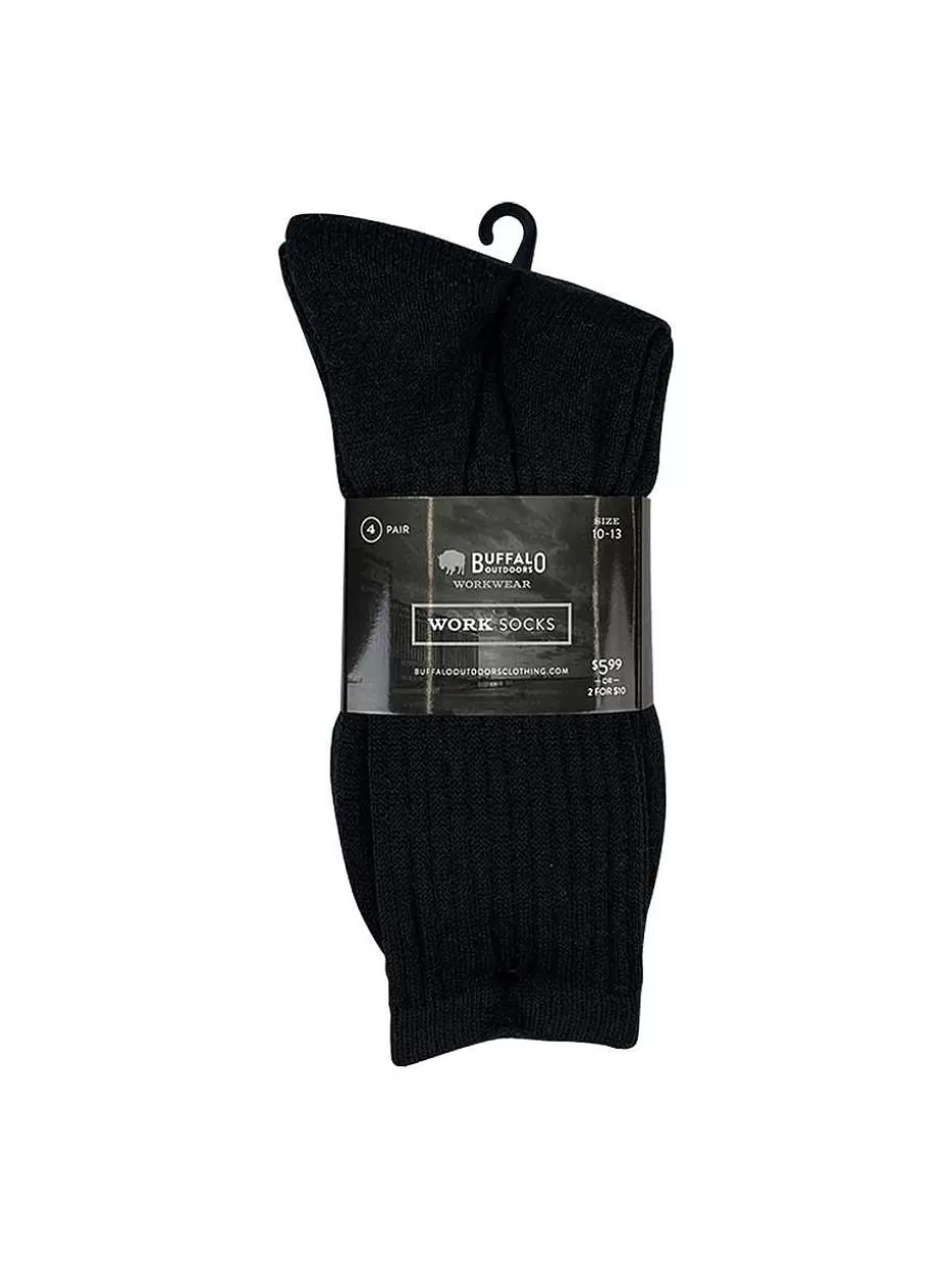 Flash Sale ® Workwear Men's Crew Work Socks 4-Pack-Black Accessories Socks