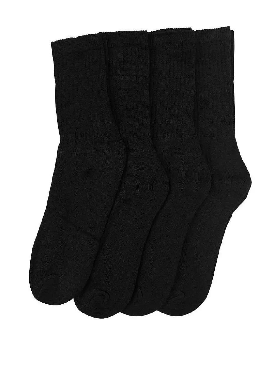 Flash Sale ® Workwear Men's Crew Work Socks 4-Pack-Black Accessories Socks