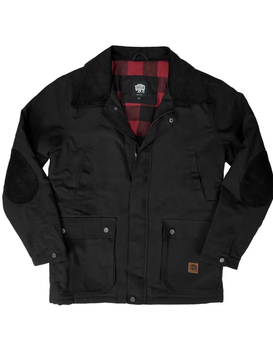 Cheap ® Workwear Men's Flannel Lined Canvas Barn Coat- Black Men Men's Jackets