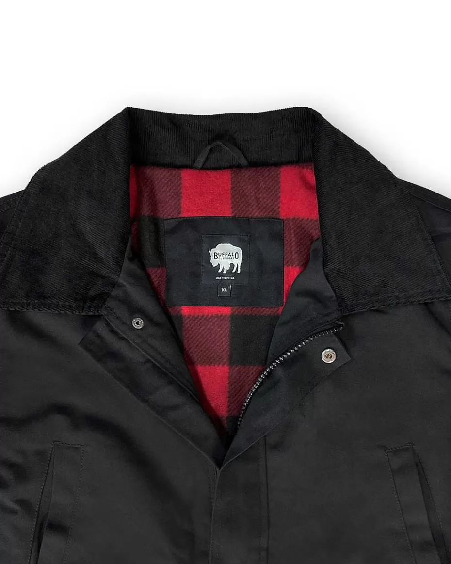 Cheap ® Workwear Men's Flannel Lined Canvas Barn Coat- Black Men Men's Jackets