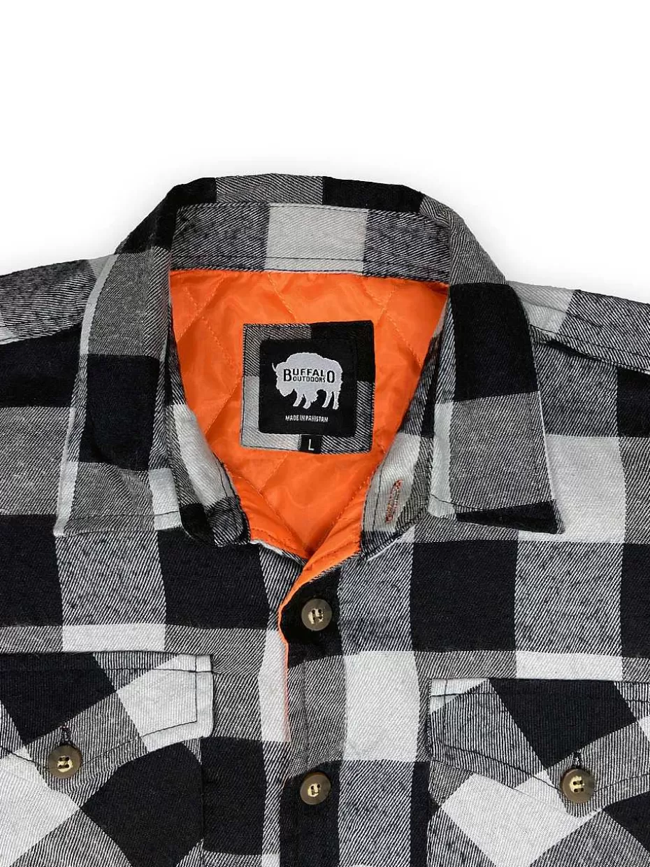Shop ® Workwear Men's Orange Lined Flannel Shirt Jacket- Grey Men Hoodies & Sweatshirts For Men
