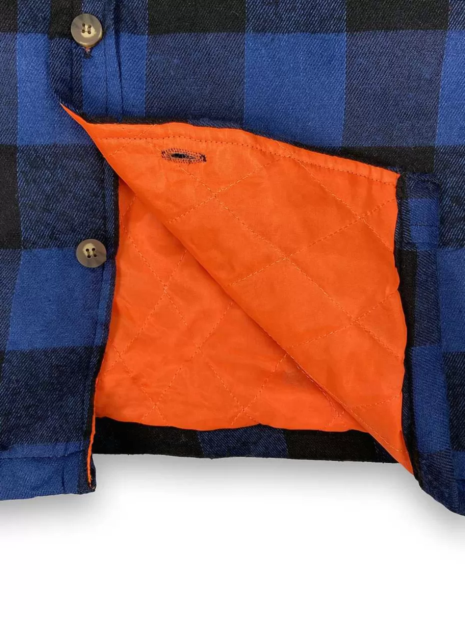 Fashion ® Workwear Men's Orange Lined Flannel Shirt Jacket- Royal Blue Men Hoodies & Sweatshirts For Men
