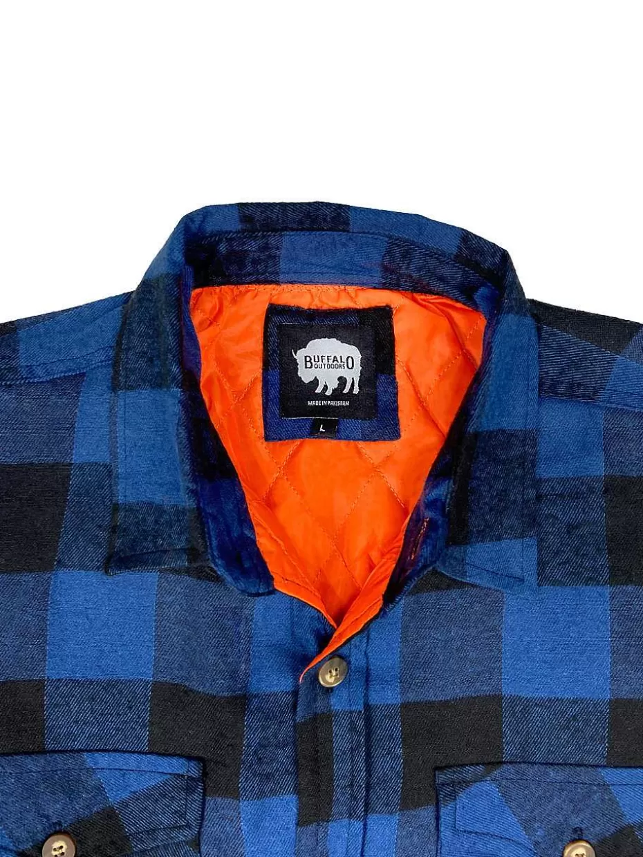 Fashion ® Workwear Men's Orange Lined Flannel Shirt Jacket- Royal Blue Men Hoodies & Sweatshirts For Men