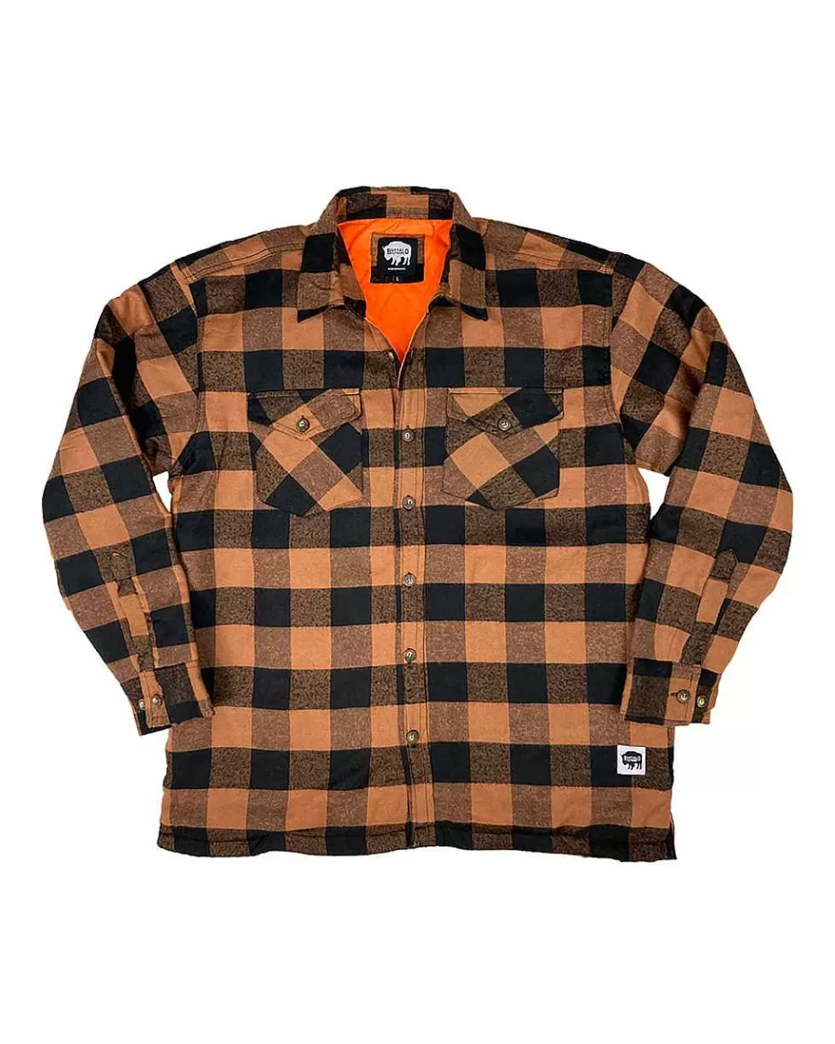 Cheap ® Workwear Men's Orange Lined Flannel Shirt Jacket- Tan Men Hoodies & Sweatshirts For Men