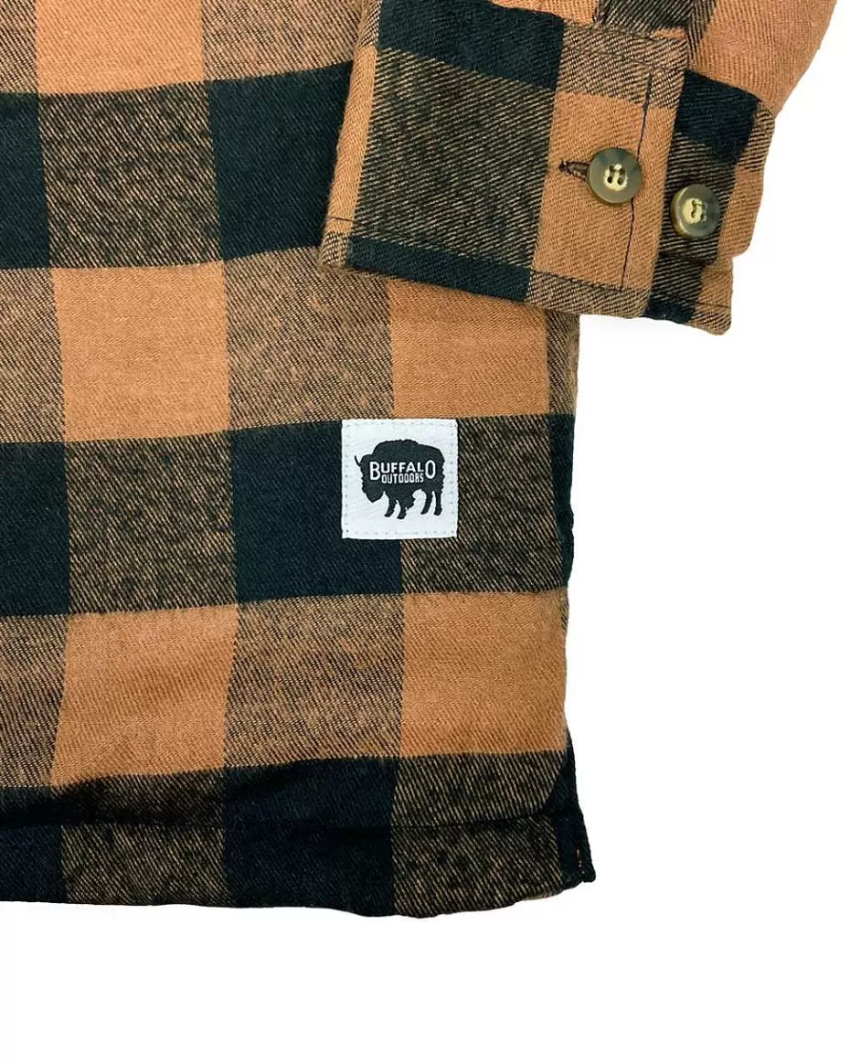 Cheap ® Workwear Men's Orange Lined Flannel Shirt Jacket- Tan Men Hoodies & Sweatshirts For Men