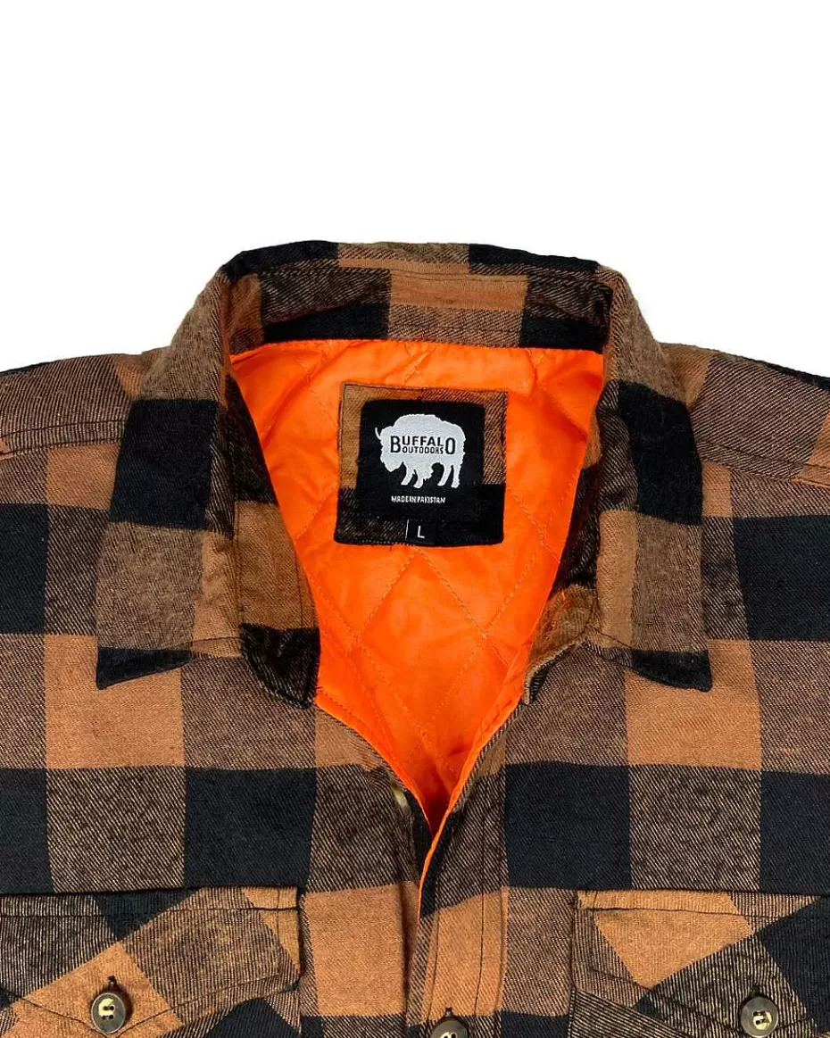 Cheap ® Workwear Men's Orange Lined Flannel Shirt Jacket- Tan Men Hoodies & Sweatshirts For Men