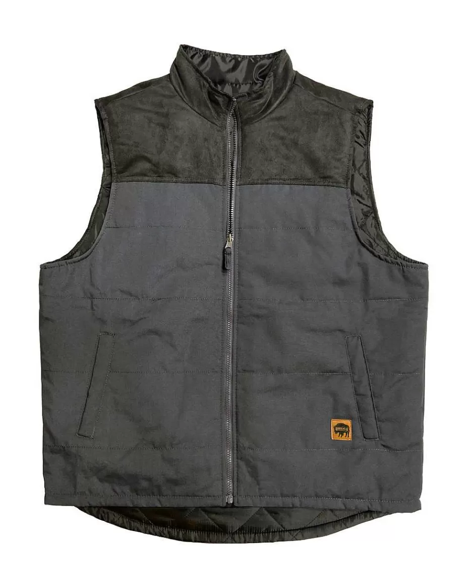 Discount ® Workwear Men's Reversible Insulated Work Vest-Charcoal/Black Men Vests