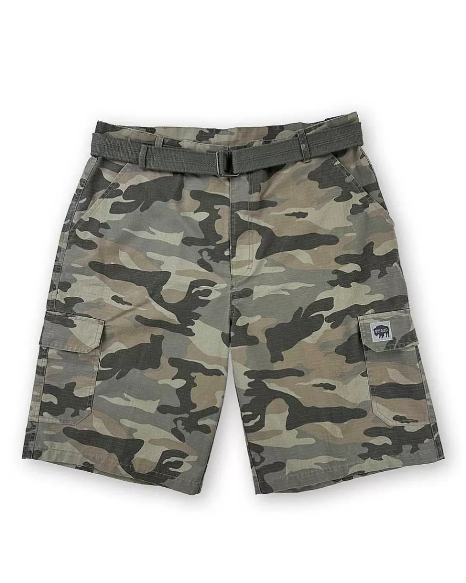 Discount ® Workwear Men's Ripstop Cargo Short With Belt-Green Camo Men Men's Shorts