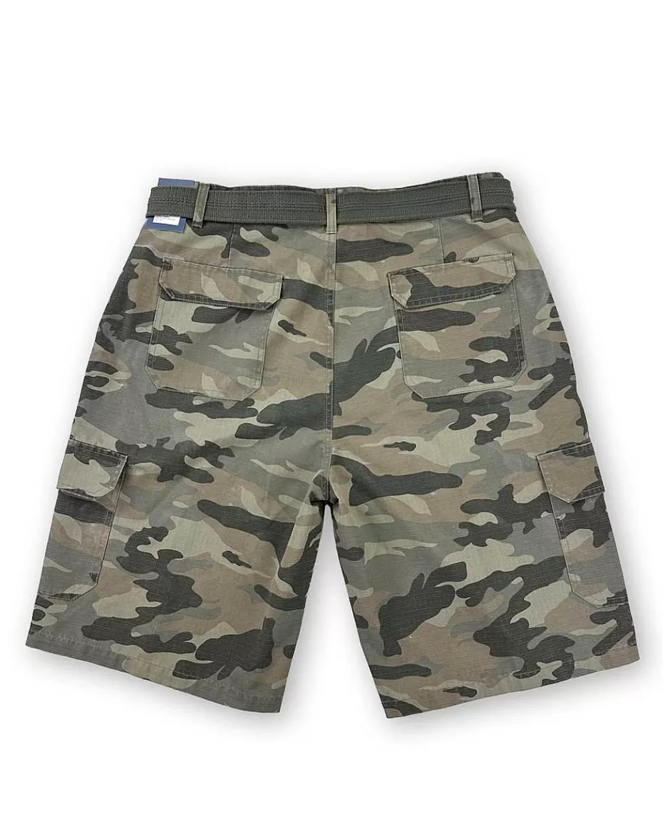 Discount ® Workwear Men's Ripstop Cargo Short With Belt-Green Camo Men Men's Shorts