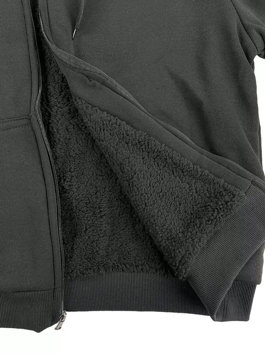 Discount ® Workwear Men's Sherpa Lined Hooded Sweatshirt-Black Men Hoodies & Sweatshirts For Men