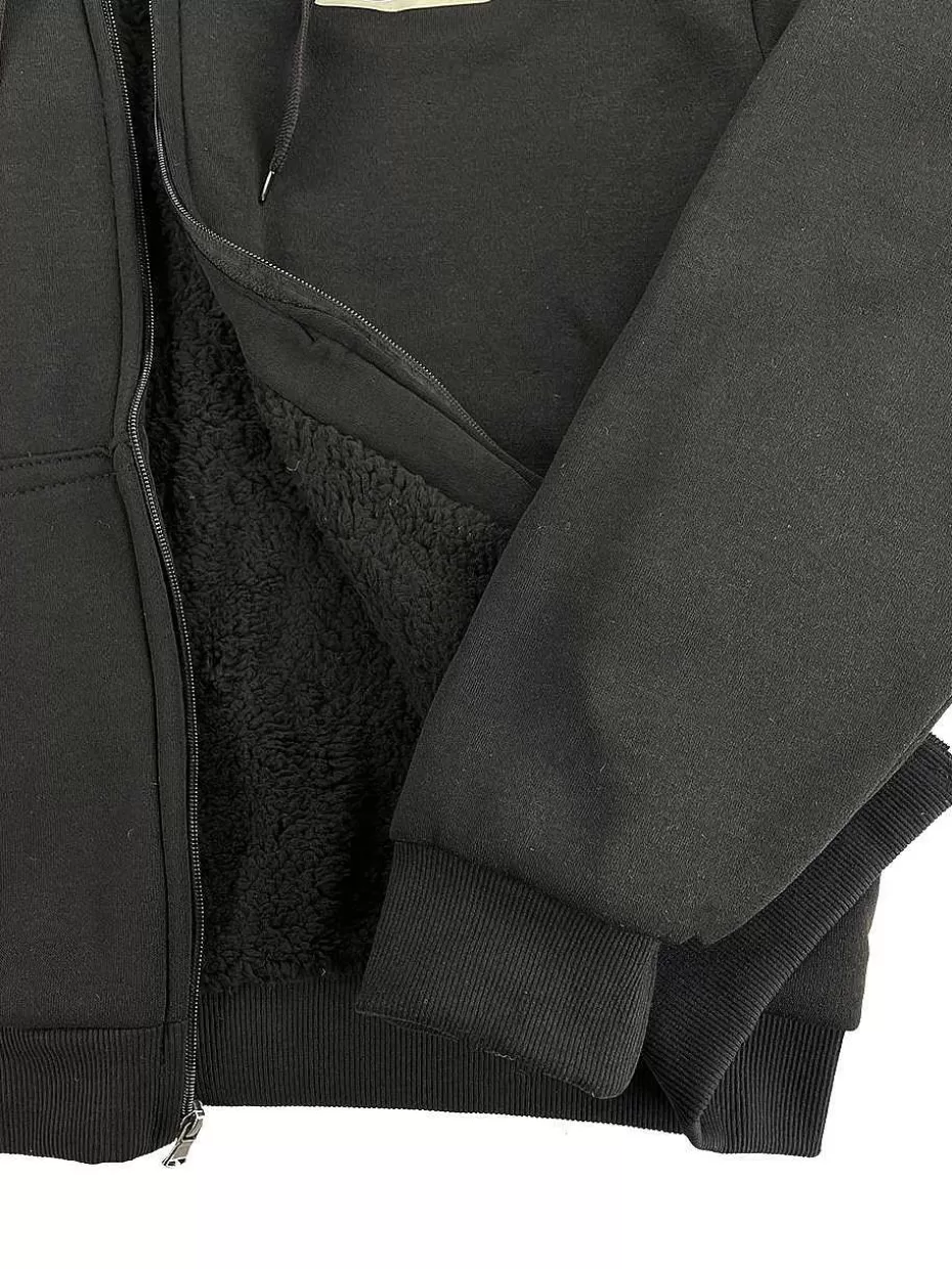 Discount ® Workwear Men's Sherpa Lined Hooded Sweatshirt-Black Men Hoodies & Sweatshirts For Men
