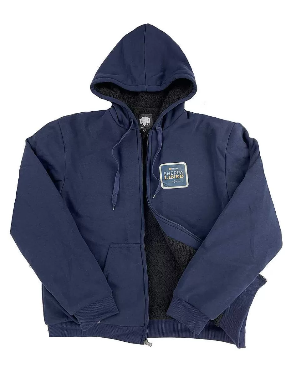 Discount ® Workwear Men's Sherpa Lined Hooded Sweatshirt-Navy Blue Men Hoodies & Sweatshirts For Men
