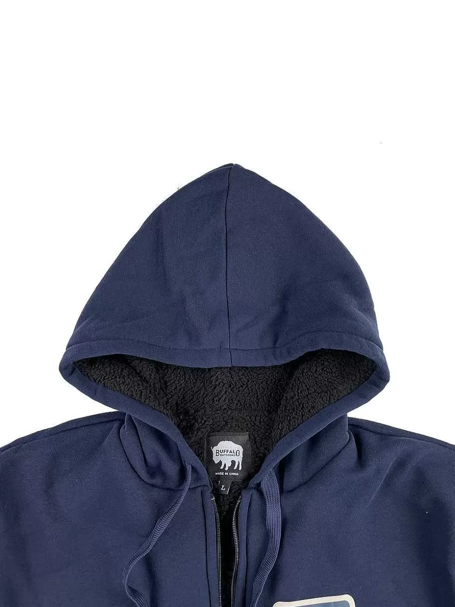 Discount ® Workwear Men's Sherpa Lined Hooded Sweatshirt-Navy Blue Men Hoodies & Sweatshirts For Men